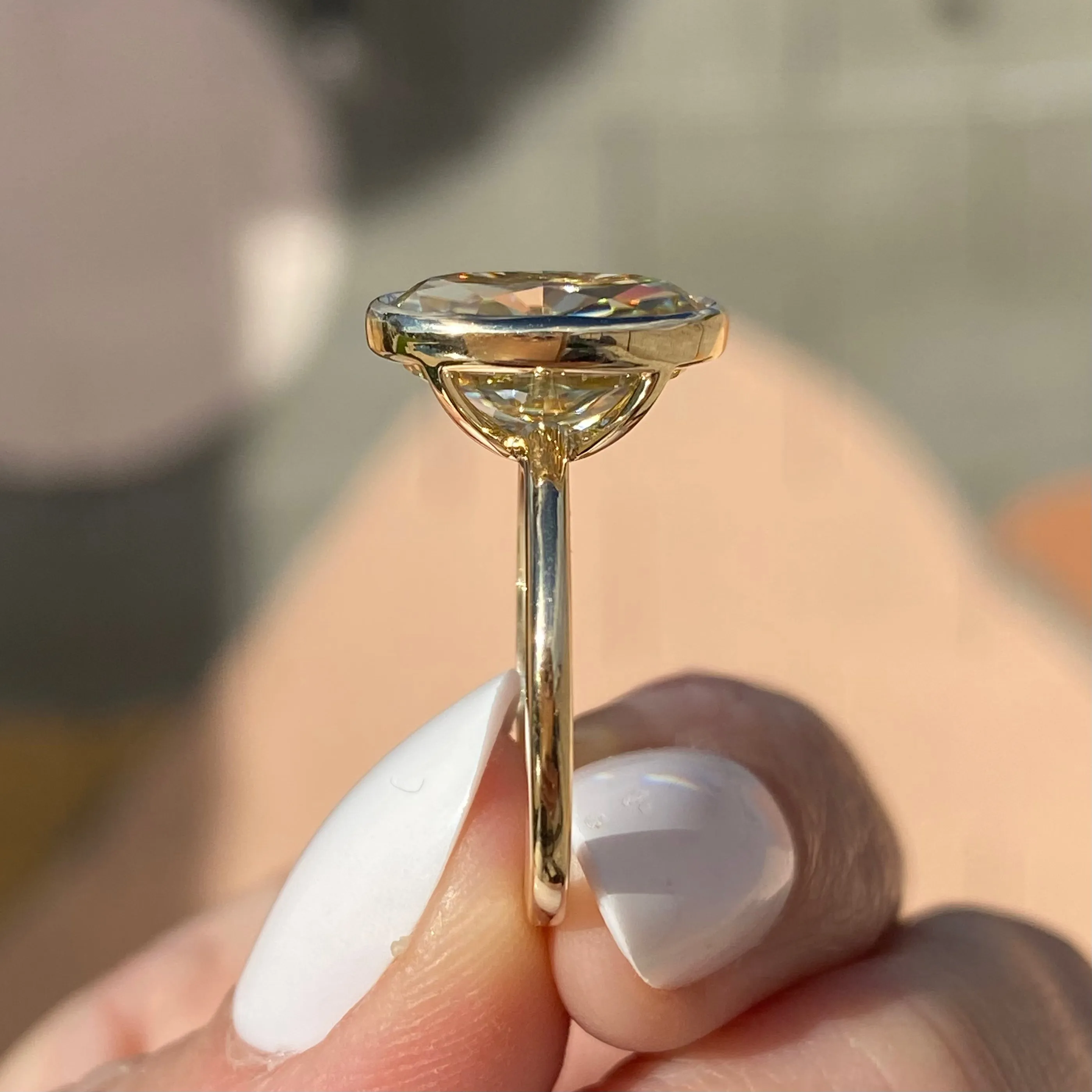 Bella (4.7ct) Canary Oval Moissanite Engagement Ring