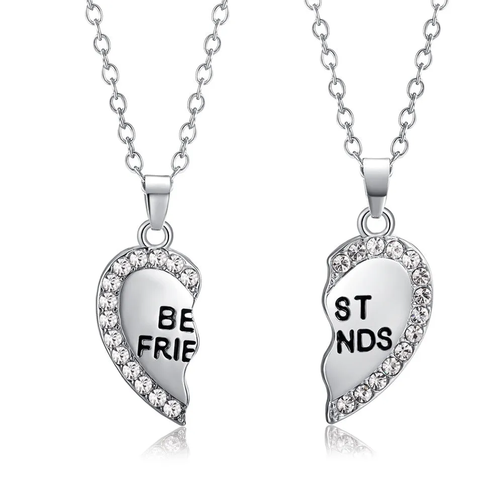 Best Friends Heart Pendant Necklace