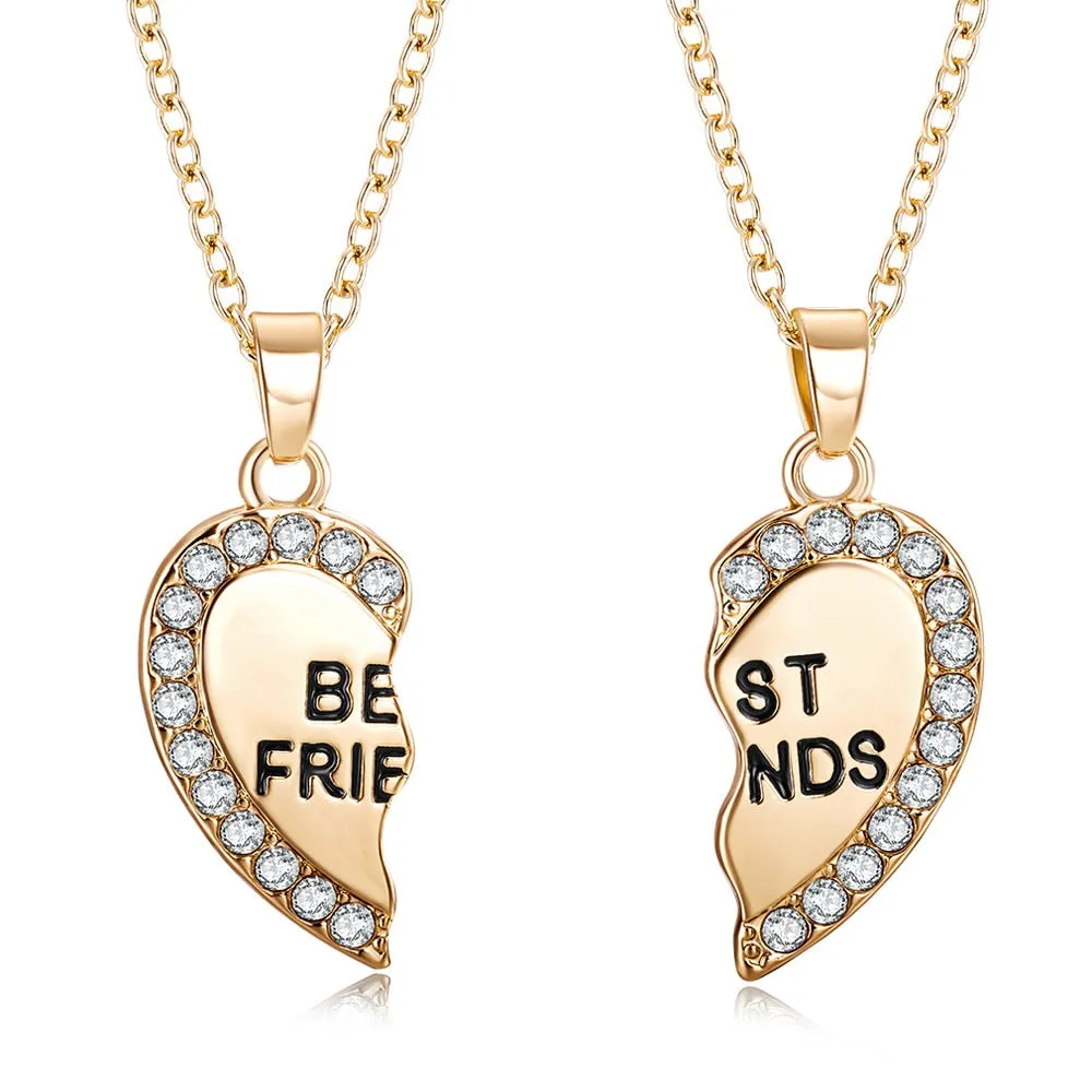 Best Friends Heart Pendant Necklace