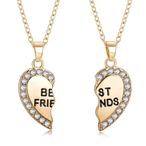 Best Friends Heart Pendant Necklace