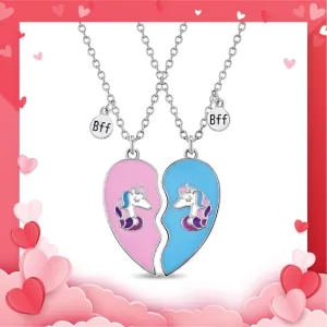 Best Friends Heart Unicorn Kids / Children's / Girls Pendant/Necklace Share - Sterling Silver
