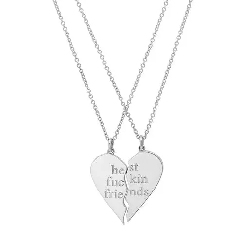 Best Fuckin Friends (2 Piece) Heart Necklaces
