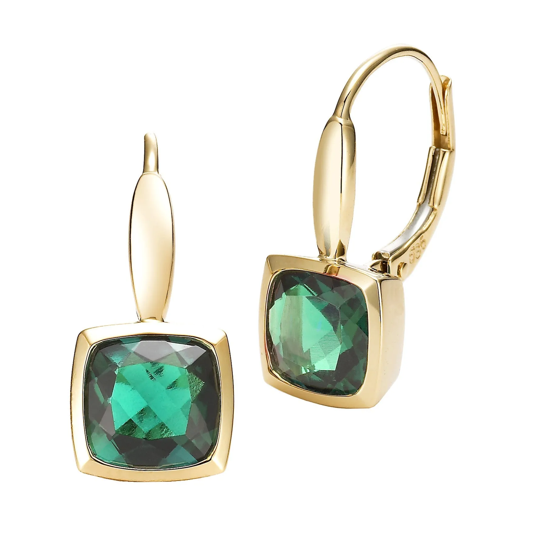 Bezel Set Emerald Earrings