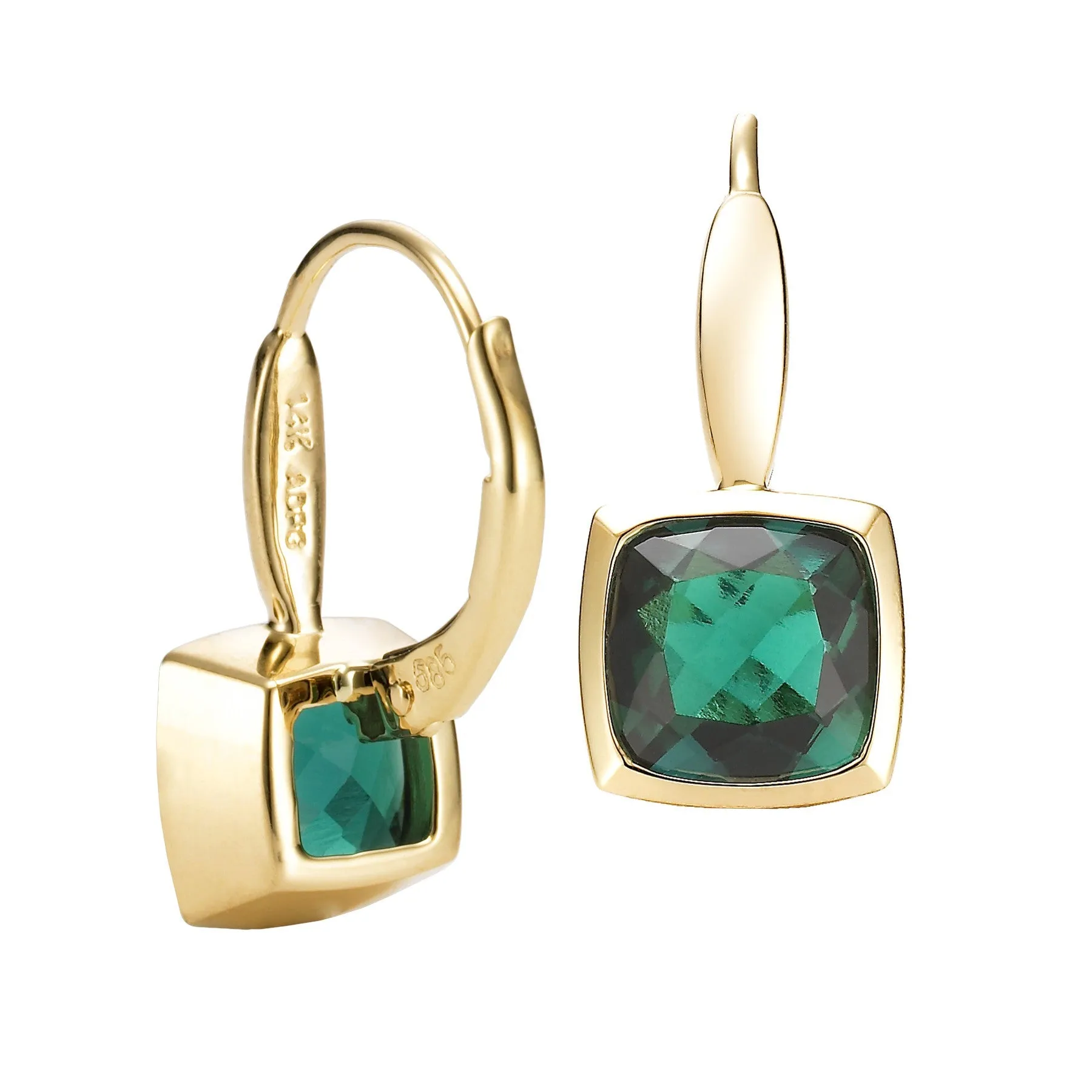 Bezel Set Emerald Earrings