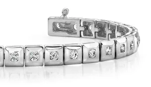 Bezel Set Square Link Lab-Grown Diamond Bracelet with 3.10 ct.(finished) 3.0mm
