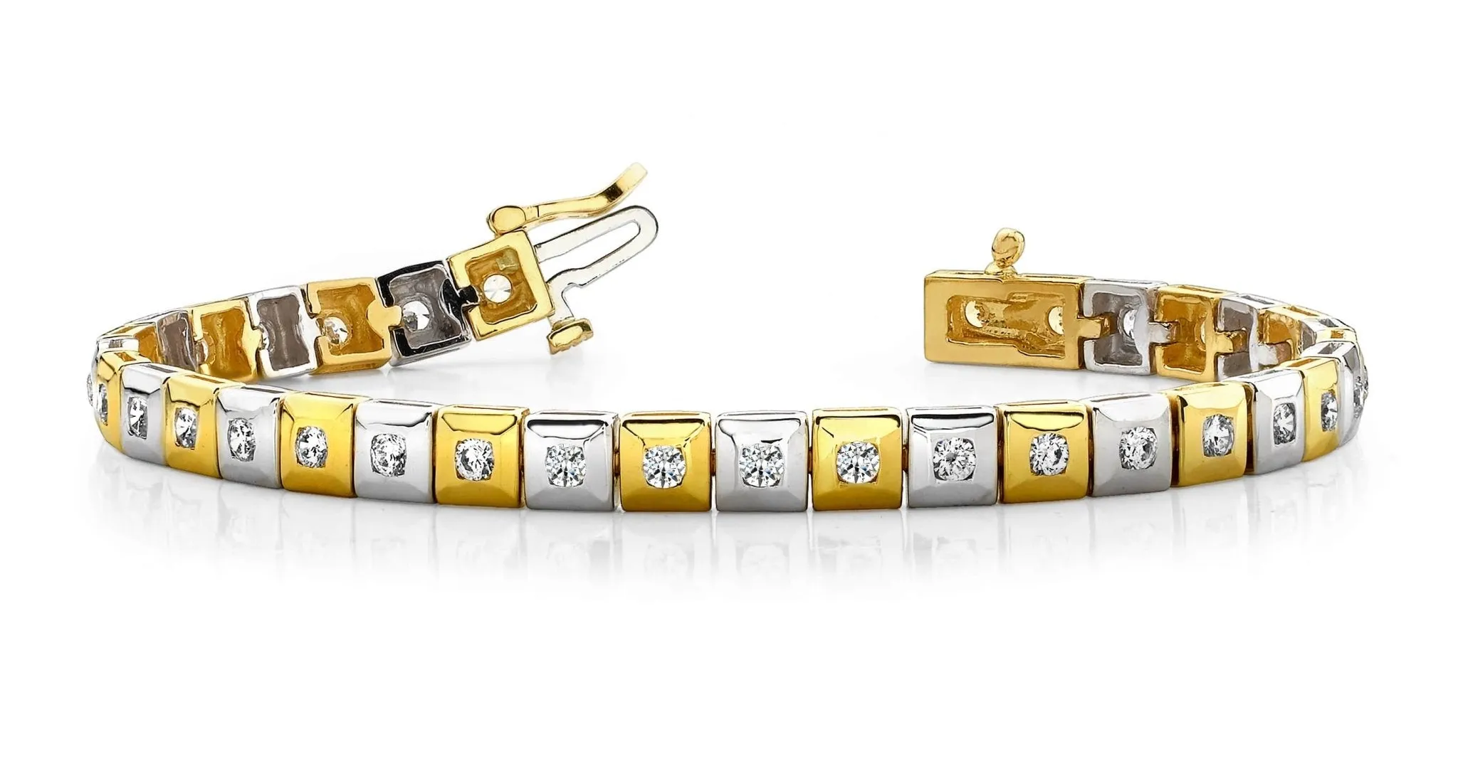 Bezel Set Square Link Lab-Grown Diamond Bracelet with 3.10 ct.(finished) 3.0mm