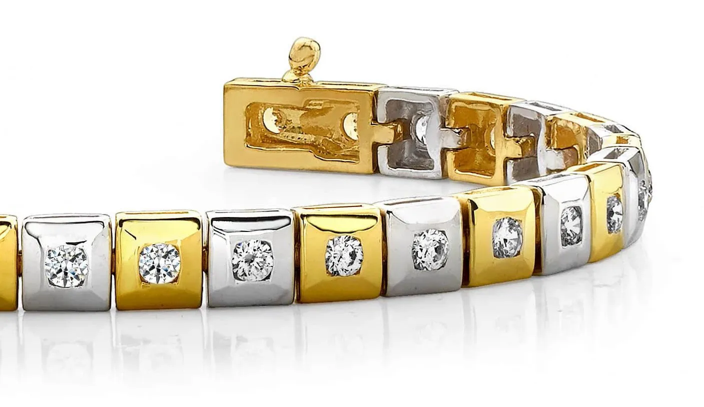 Bezel Set Square Link Lab-Grown Diamond Bracelet with 3.10 ct.(finished) 3.0mm