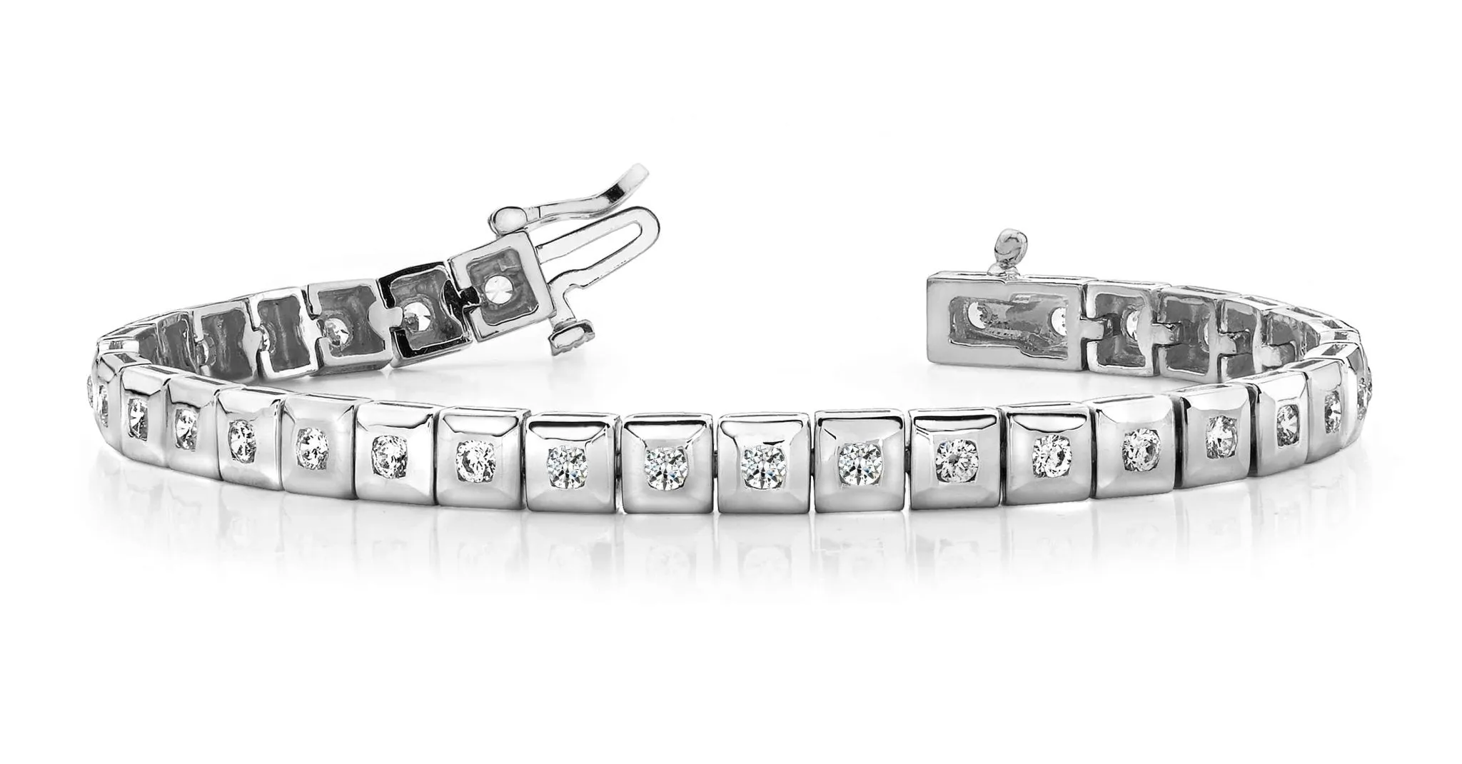 Bezel Set Square Link Lab-Grown Diamond Bracelet with 3.10 ct.(finished) 3.0mm
