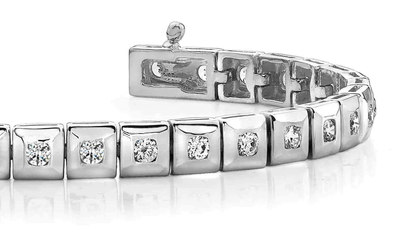 Bezel Set Square Link Lab-Grown Diamond Bracelet with 3.10 ct.(finished) 3.0mm