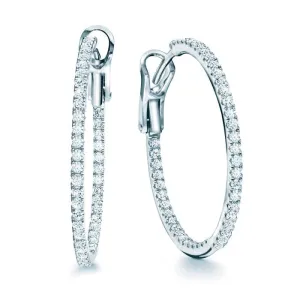 Birks 18K White Gold Rosee du Matin Medium Diamond Hoop Earrings