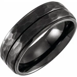 Black Titanium 8 mm Grooved Flat Edge Band Size 13