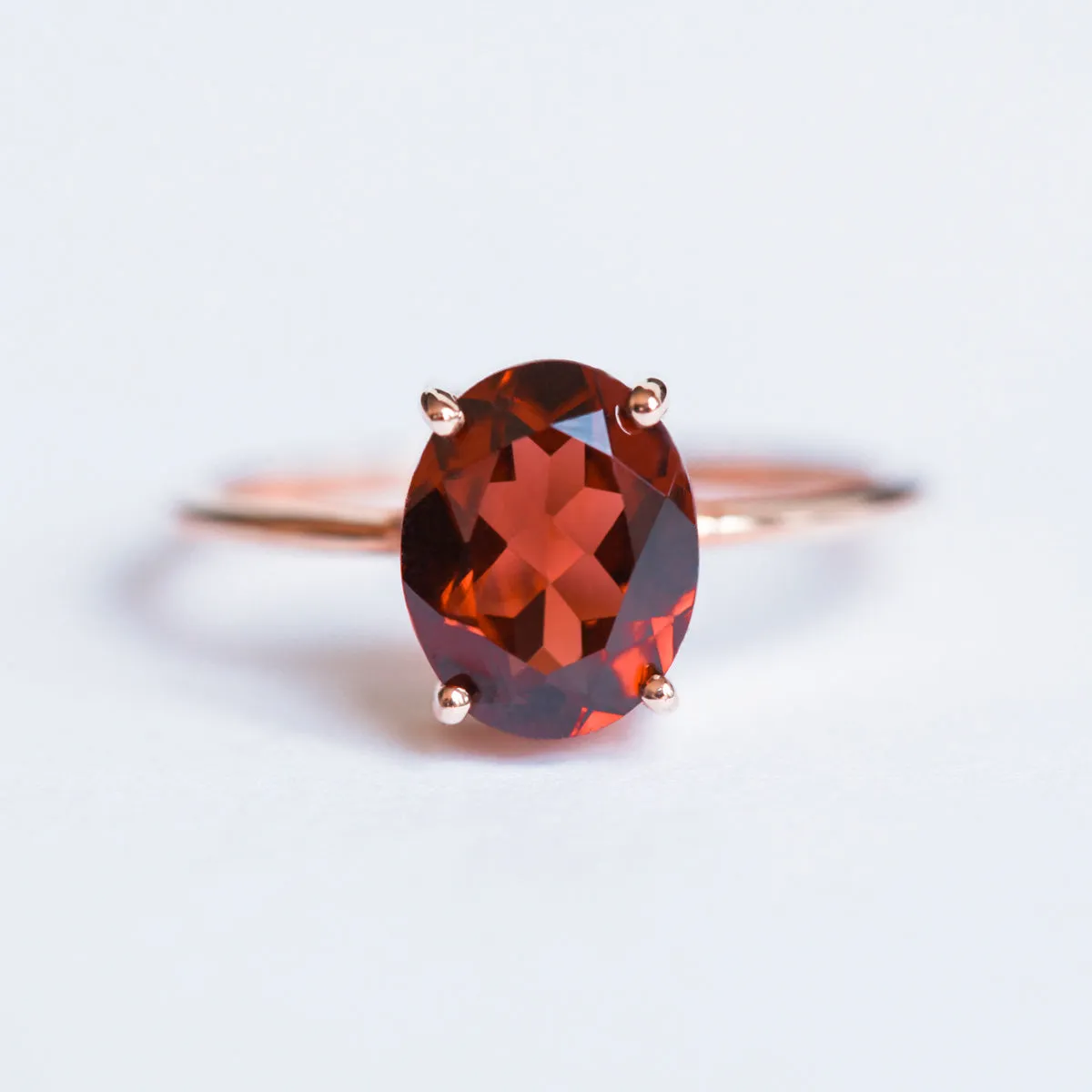 Blake Oval Garnet Solitaire Ring