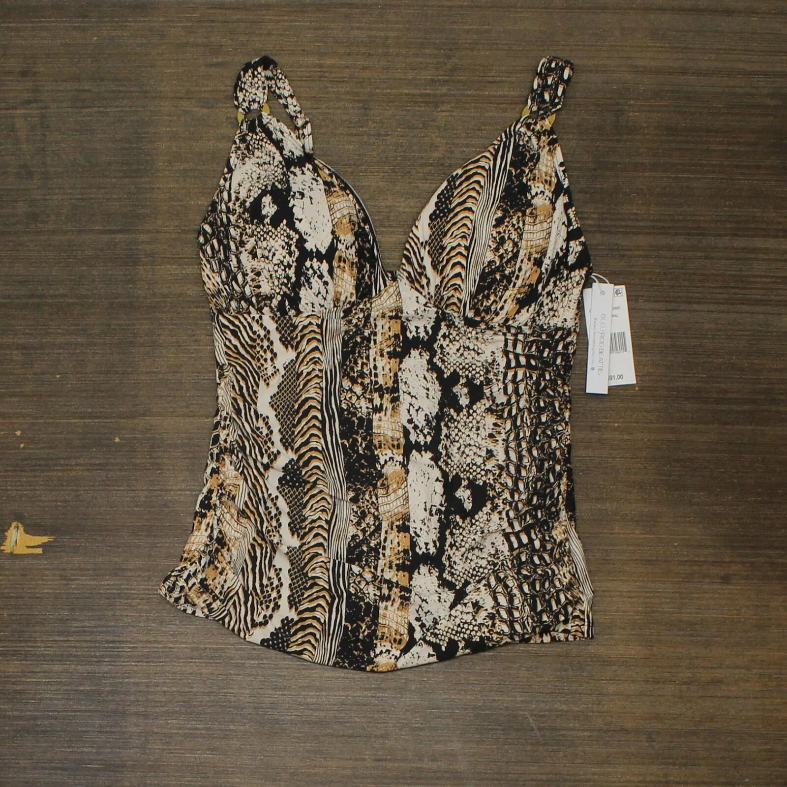 Bleu by Rod Beattie Animal-Print Halter Tankini Top RBWS22493