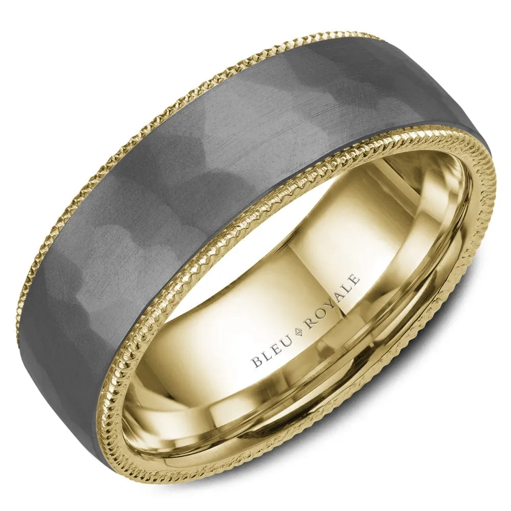 Bleu Royale 14k Yellow Gold and Tantalum Grey Wedding Band