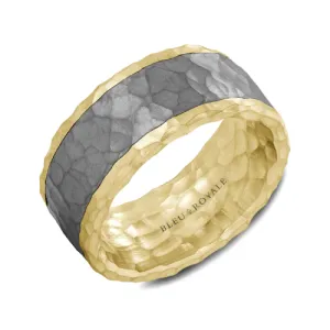 Bleu Royale (8mm) Tantalum and 14K White, Yellow or Rose Gold Mens Hammered Band
