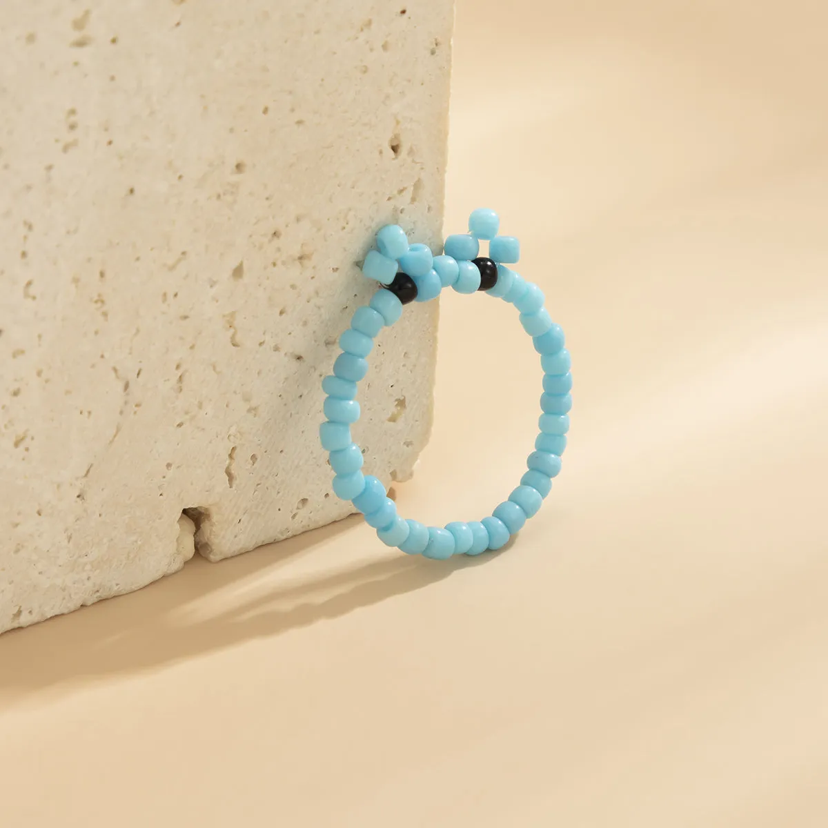 Blue Howlite Beaded Frog Stretch Ring