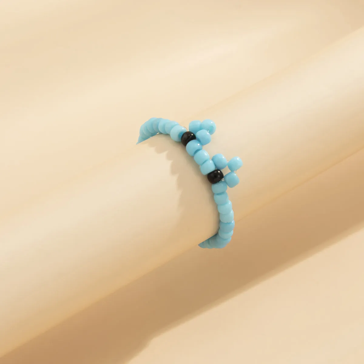 Blue Howlite Beaded Frog Stretch Ring