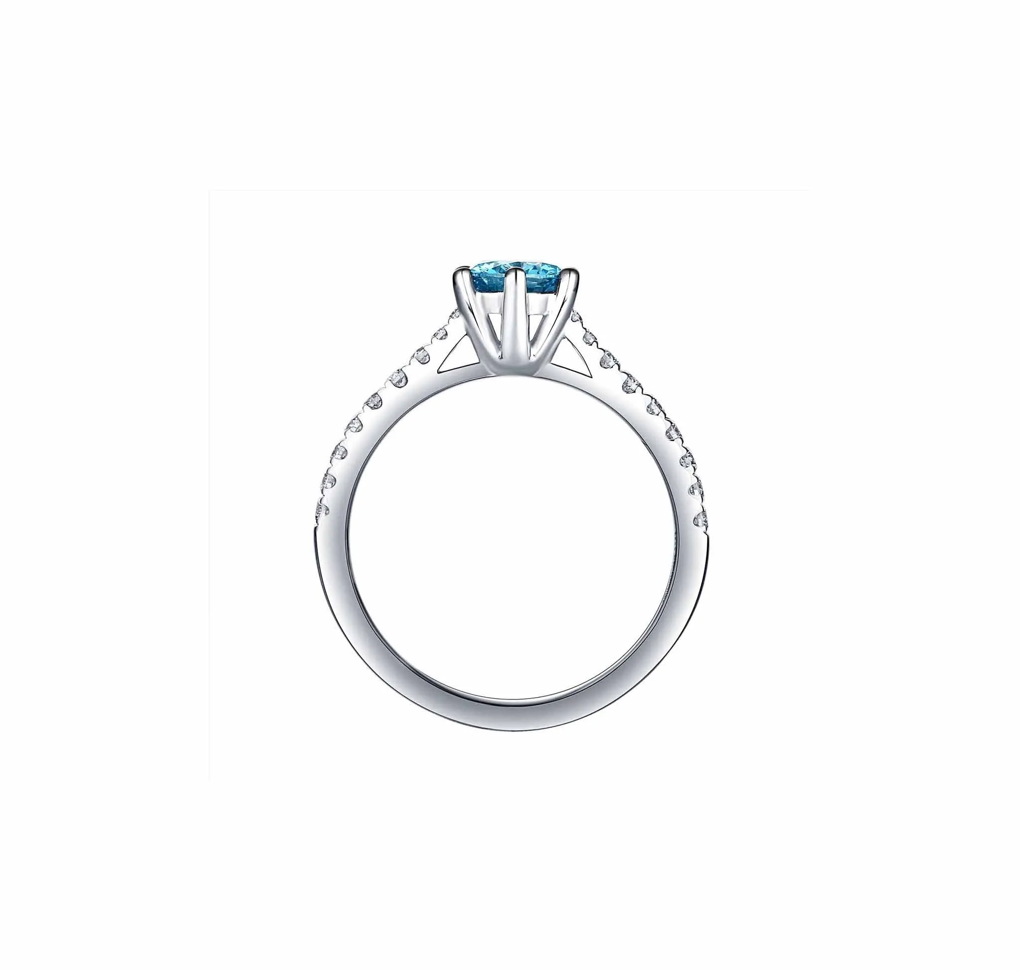 Blush Blue 1ctw Solitaire Diamond Ring <br> R-00519BLU