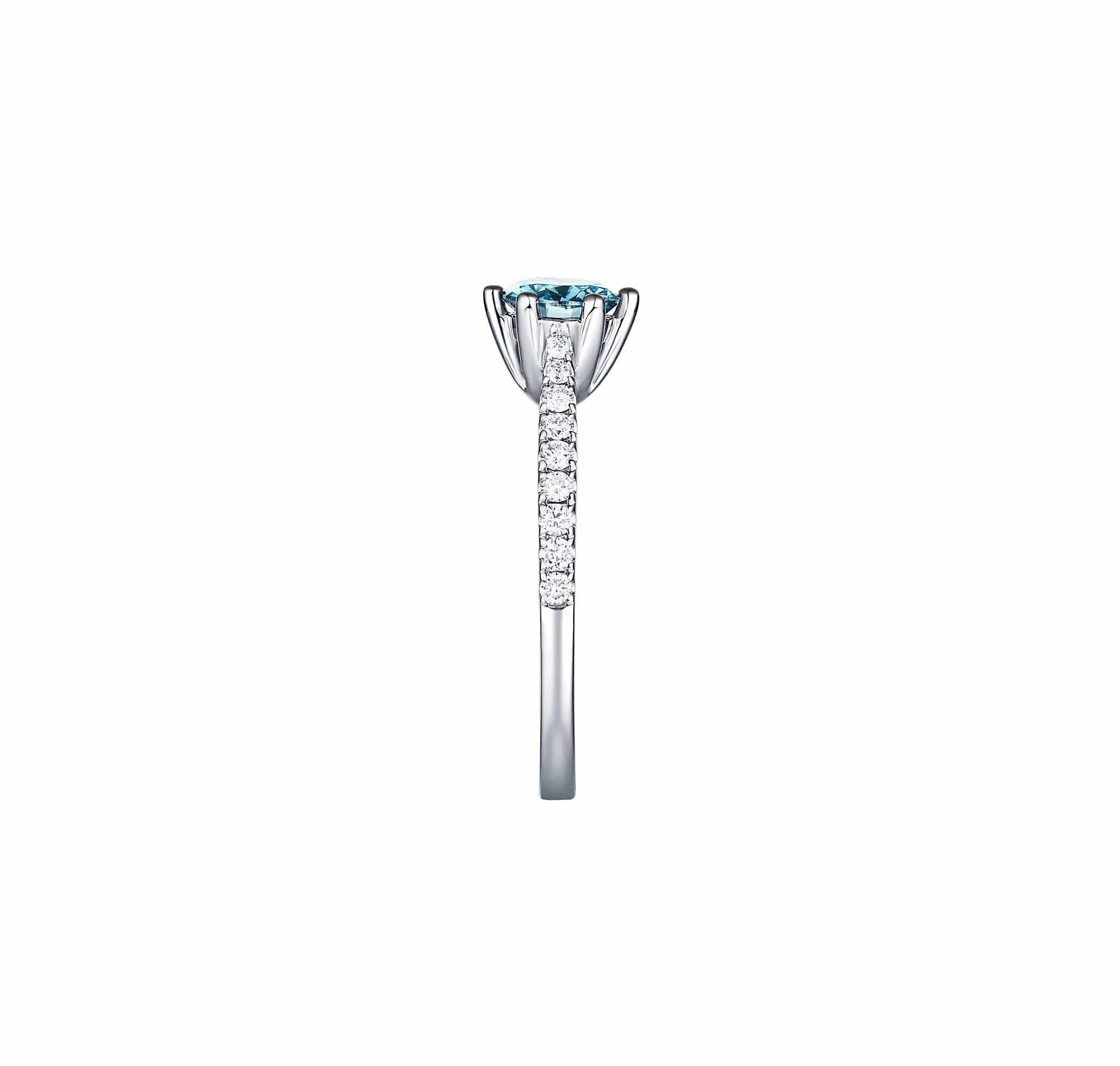 Blush Blue 1ctw Solitaire Diamond Ring <br> R-00519BLU