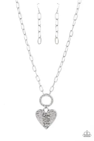 Brotherly Love - Silver - Heart Charm "Love Me as I Have Loved You" Inspirational Religious Paparazzi Necklace