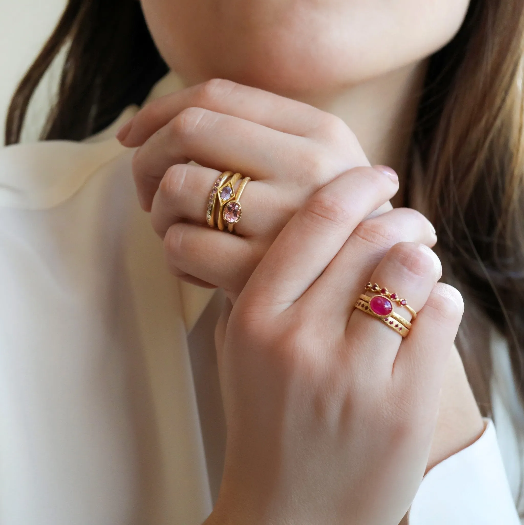Cabochon Oval Bezel-Set Ruby Ring