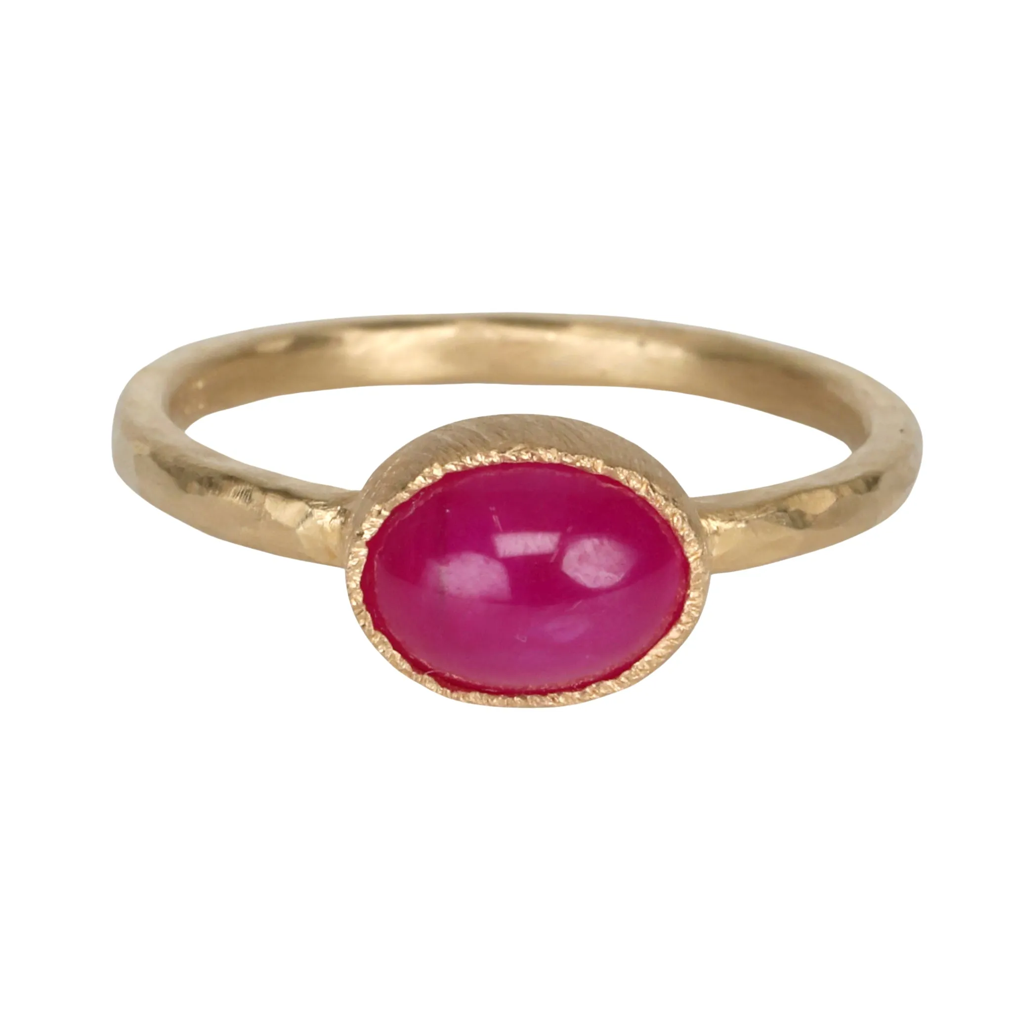 Cabochon Oval Bezel-Set Ruby Ring