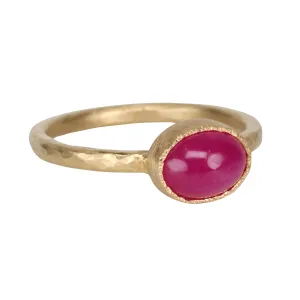 Cabochon Oval Bezel-Set Ruby Ring