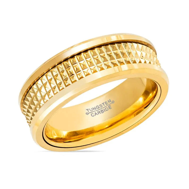 CAESAR | Tungsten Ring Yellow Gold with Jagged Center