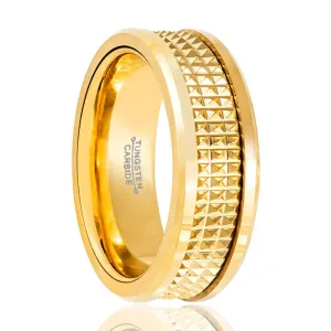CAESAR | Tungsten Ring Yellow Gold with Jagged Center