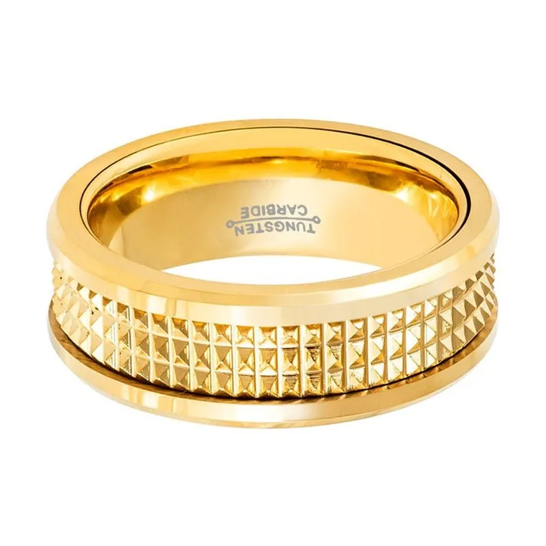 CAESAR | Tungsten Ring Yellow Gold with Jagged Center