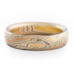 Canyon Mokume Gane Wedding Band or Ring in Flare Palette and Twist Pattern