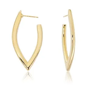 Carla 14k Yellow Gold Medium "V-Shaped" Hoop Earrings
