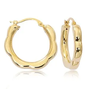 Carla 14k Yellow Gold Small Scalloped Hoop Earrings