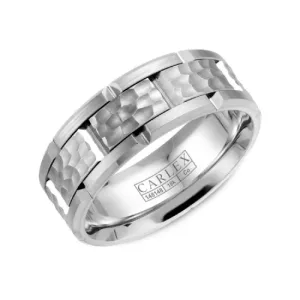 Carlex 14K Gold (7.5mm) Frosted Hammered and Sandpaper Sides Band