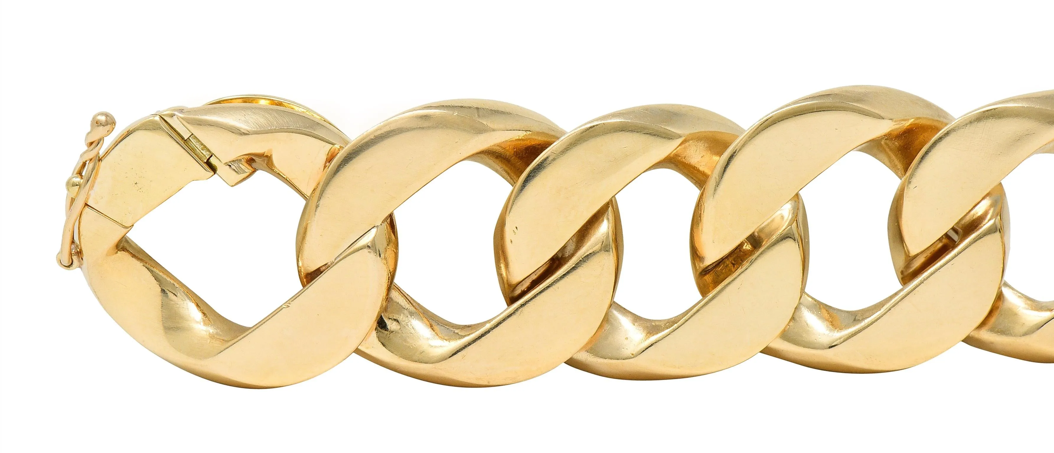 Cartier 1960's Diamond Platinum 14 Karat Yellow Gold Vintage Curb Link Bracelet
