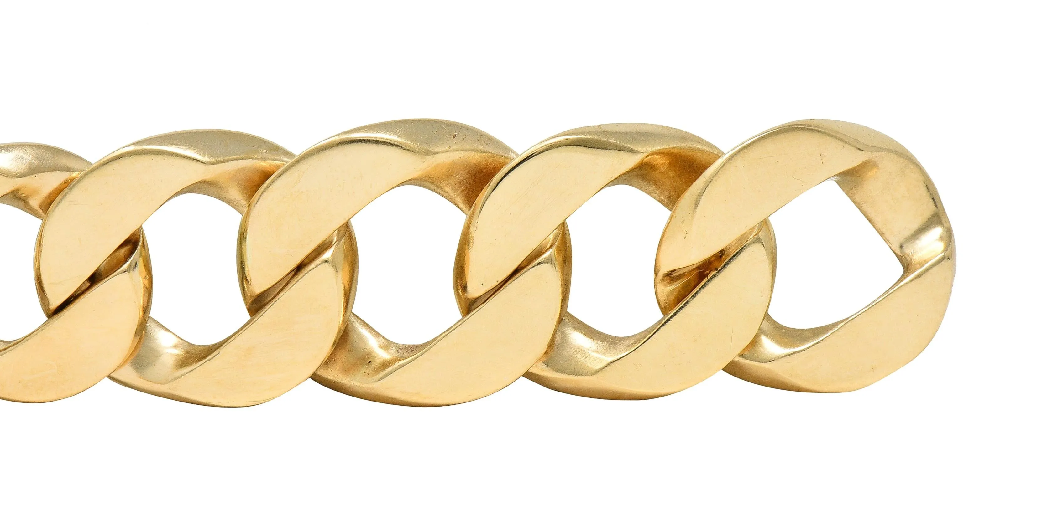 Cartier 1960's Diamond Platinum 14 Karat Yellow Gold Vintage Curb Link Bracelet