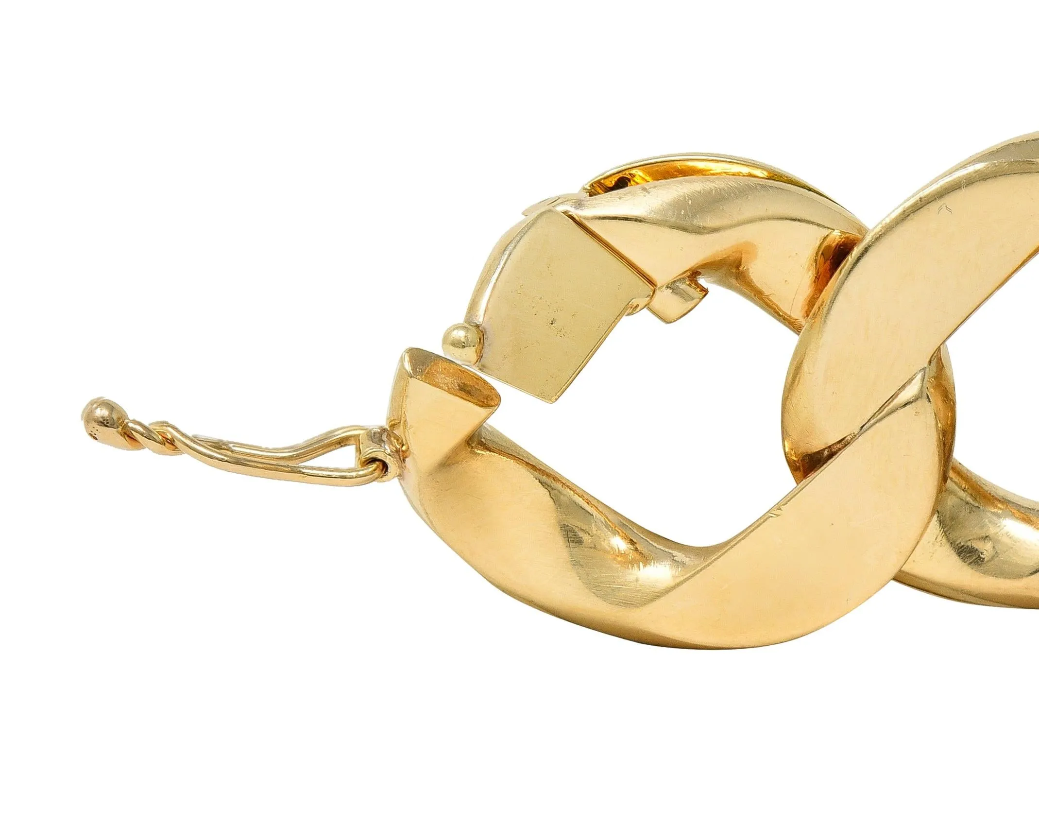 Cartier 1960's Diamond Platinum 14 Karat Yellow Gold Vintage Curb Link Bracelet