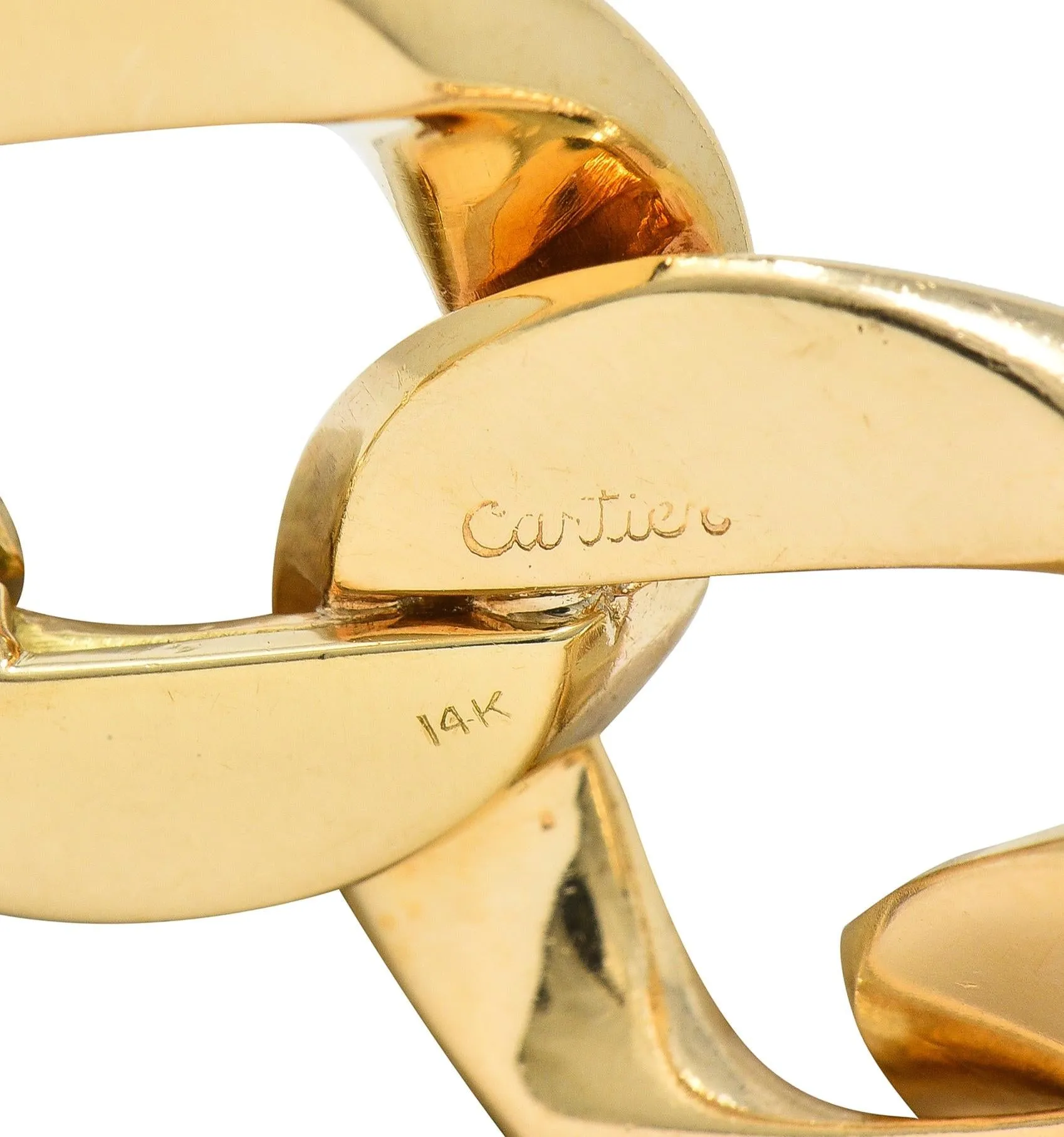 Cartier 1960's Diamond Platinum 14 Karat Yellow Gold Vintage Curb Link Bracelet