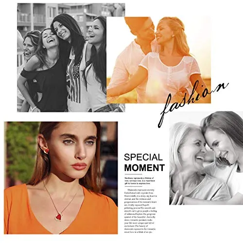 CDE Rose Gold Plated Jewelry Set Heart Necklaces and Earrings Gifts for Women