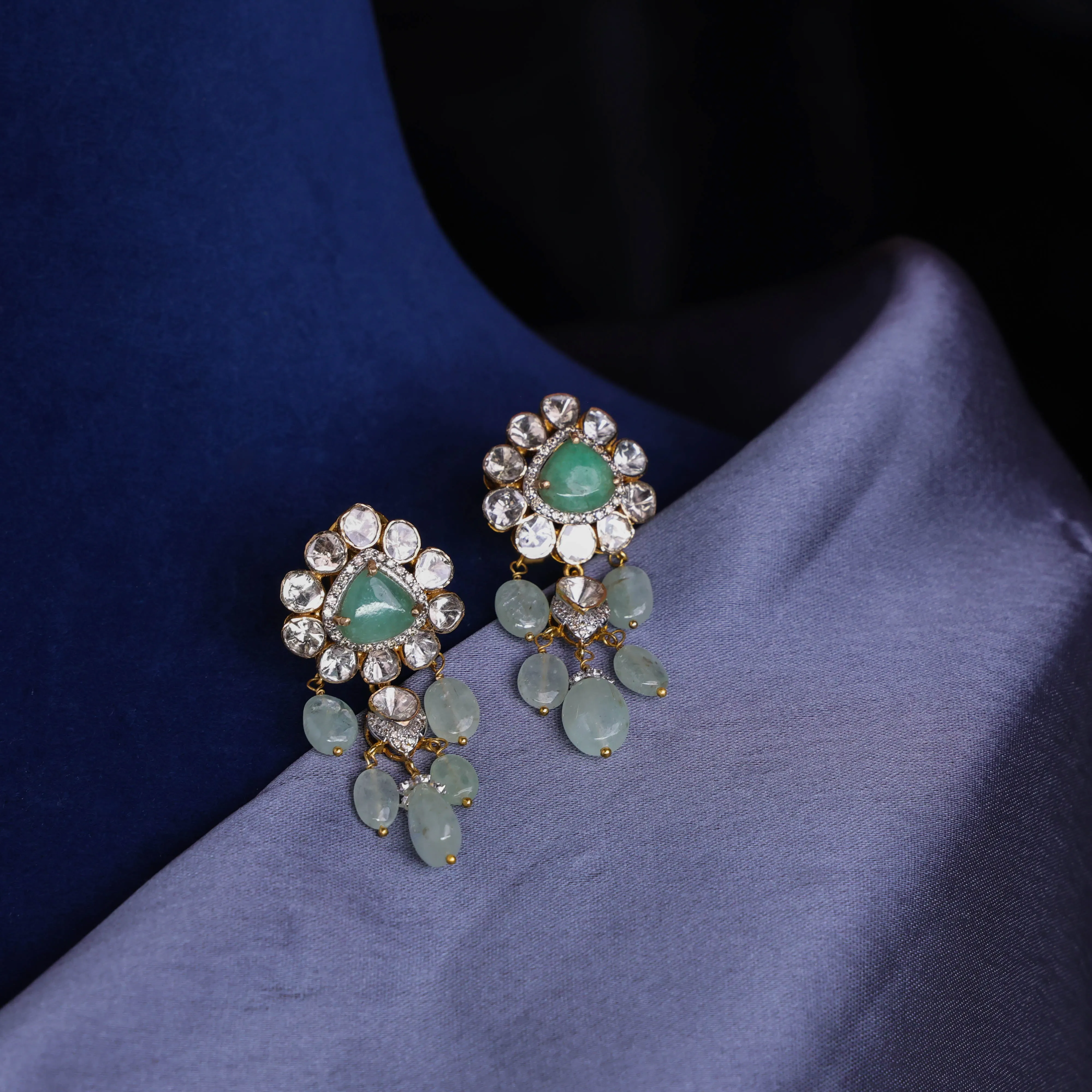 Chaaya Polki And Diamond Long Earrings
