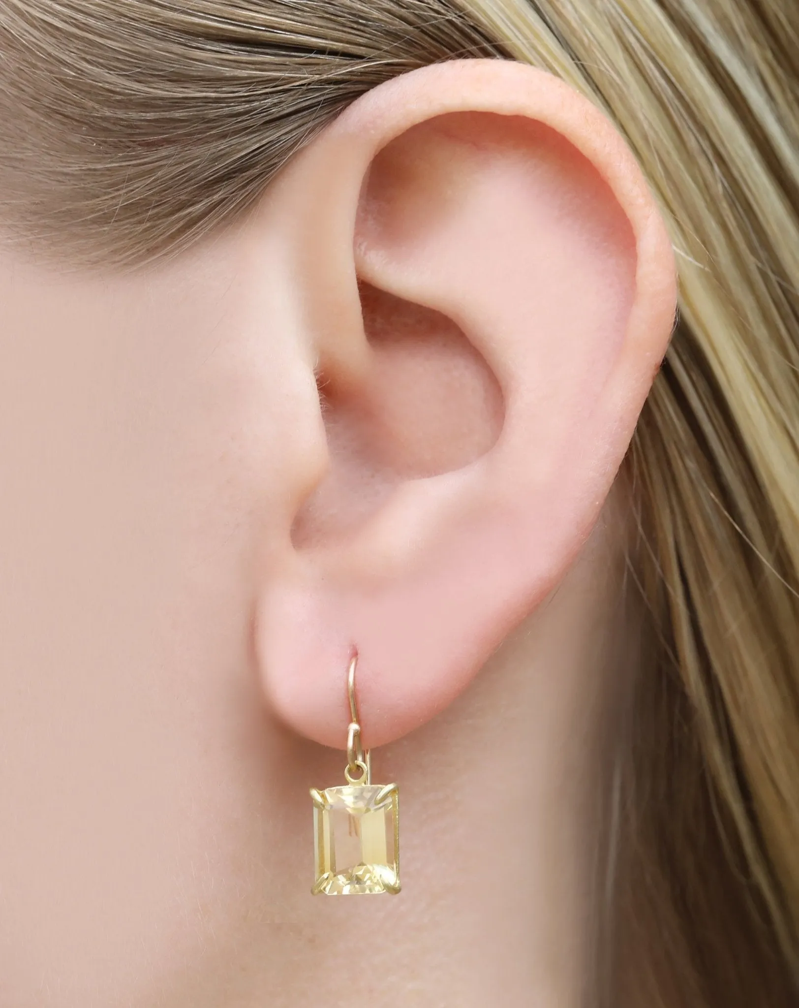 Champagne Citrine Emerald Cut Earrings