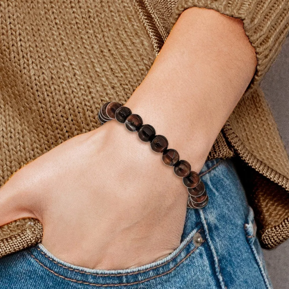 Chisel 8mm Red Tiger's Eye Agate Beaded Stretch Bracelet