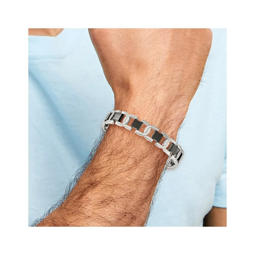 Chisel Stainless Steel Polished Black IP-plated 8 inch Fancy Link Bracelet