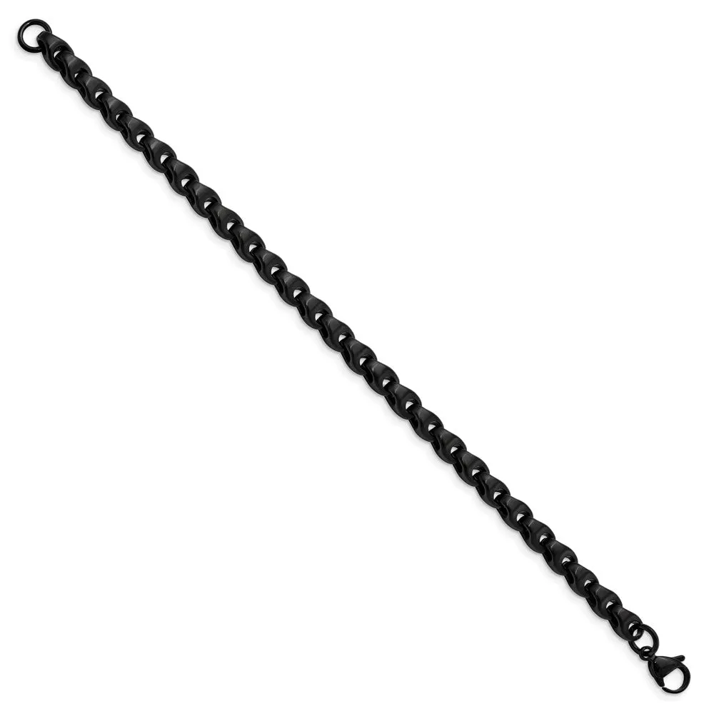 Chisel Stainless Steel Polished Black IP-plated 9 inch Bracelet