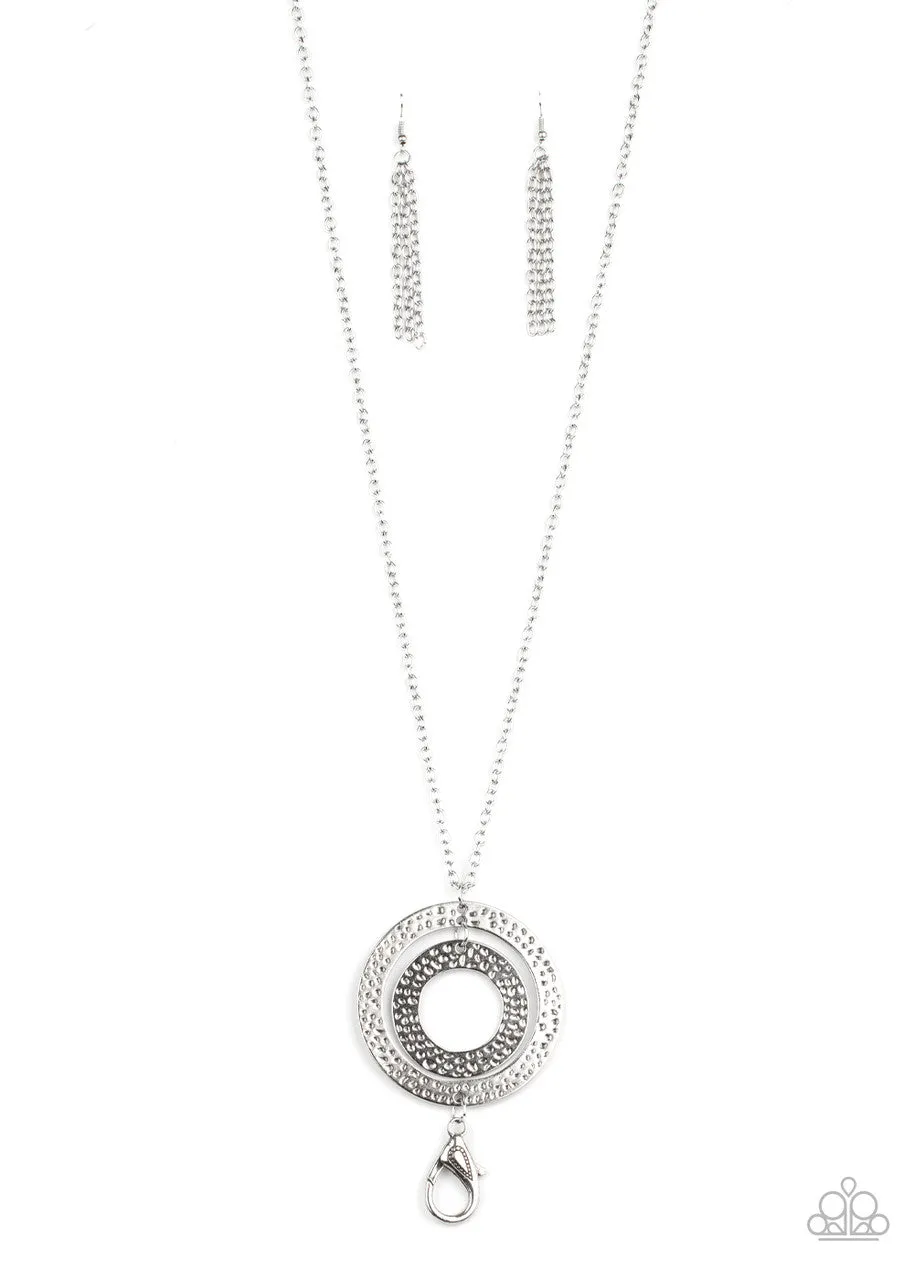 Circle Back to That Silver Paparazzi Lanyard Necklace