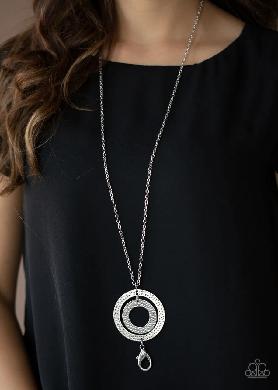 Circle Back to That Silver Paparazzi Lanyard Necklace