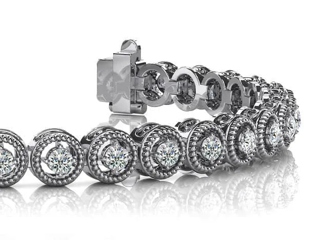 Circle Filigree Diamond Link Diamond Bracelet with 1.25 ct.(finished) 2.0mm