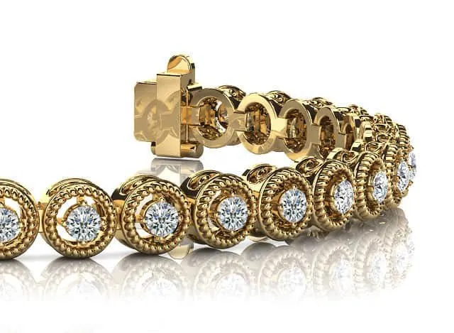 Circle Filigree Diamond Link Diamond Bracelet with 1.25 ct.(finished) 2.0mm