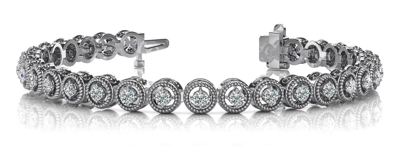 Circle Filigree Diamond Link Diamond Bracelet with 1.25 ct.(finished) 2.0mm