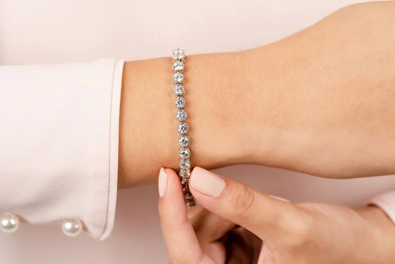 Circle Milgrain Diamond Bracelet with 4.94 ct.(finished) 3.2mm